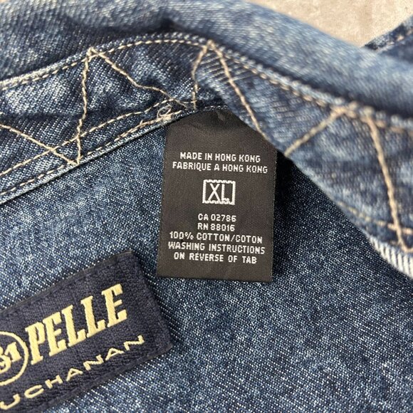 Vintage Pelle Pelle Jacket Mens XL Denim Jean Mark Buchanan Coat y2k Hip Hop Rap - Picture 10 of 13